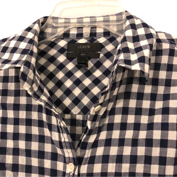 J. Crew navy and white gingham button down shirt - Picture 14 of 16